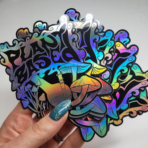 'Plant Based' Holographic Vinyl Sticker