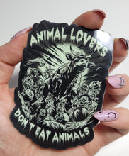 'Animal Lovers Don't Eat Animals' Glow in The Dark Vinyl Sticker