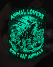 'Animal Lovers Don't Eat Animals' Glow in The Dark Vinyl Sticker