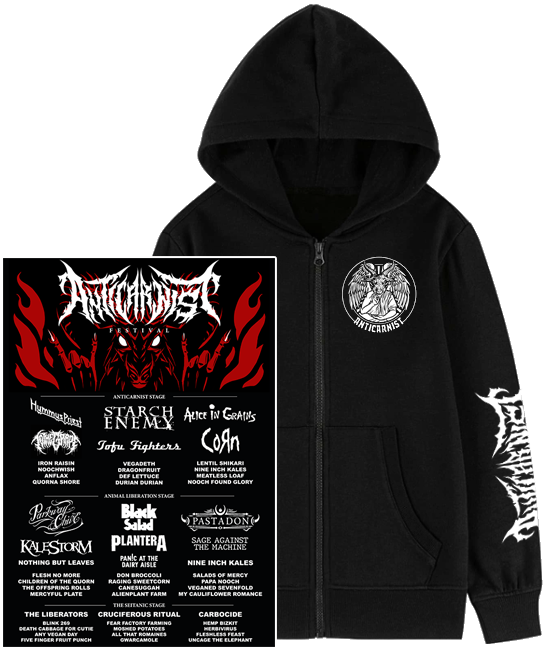 'Anticarnist Festival' Vegan Zip-up Hoodie