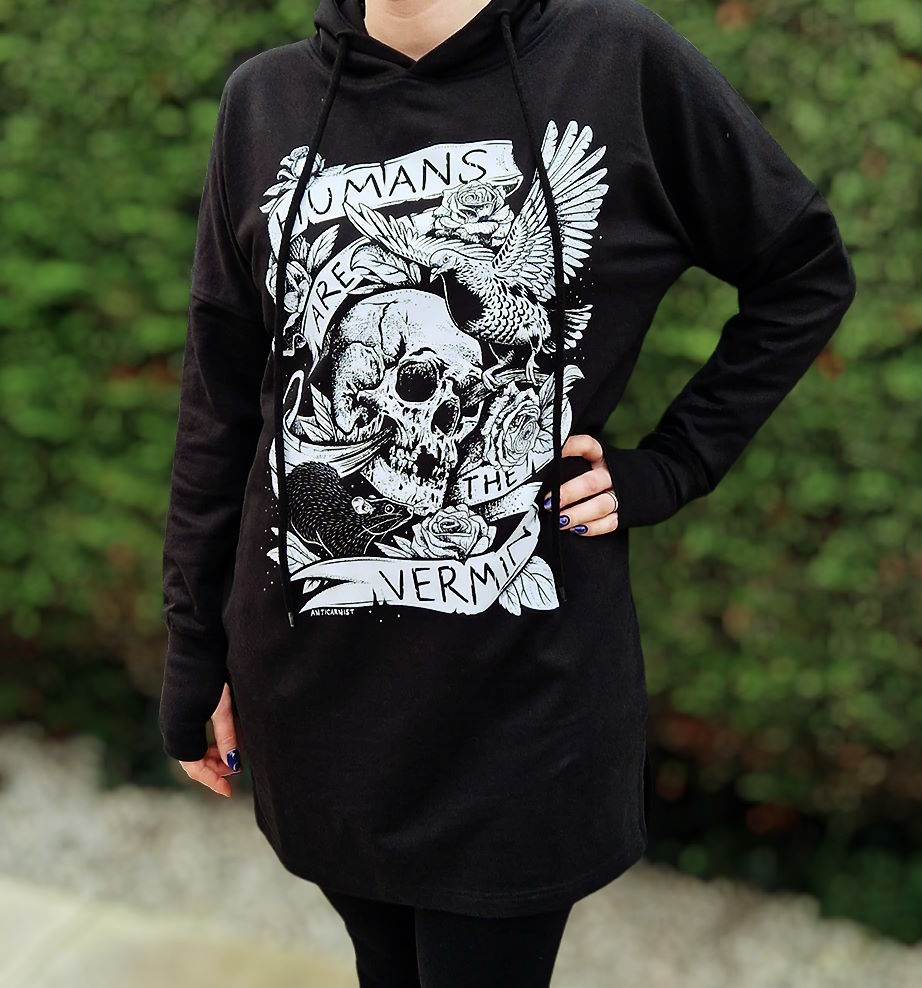 LIMITED EDITION! 'Humans Are the Vermin' Luxurious Hoodie Dress (Large Sizes Only)