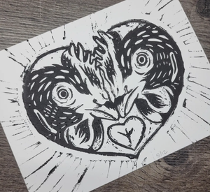 'Chicken Hearts' Linocut Print