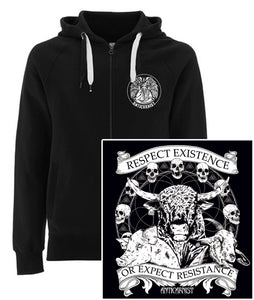 'Respect Existence or Expect Resistance' Vegan Zip-up Hoodie (XS only)