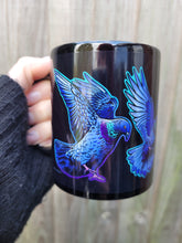 'Pigeon Chic' Black Glossy Mug
