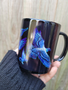 'Pigeon Chic' Black Glossy Mug