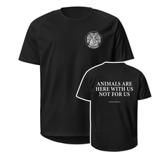 'Animals Are Here WIth Us Not For Us' Unisex Vegan Sports Jersey