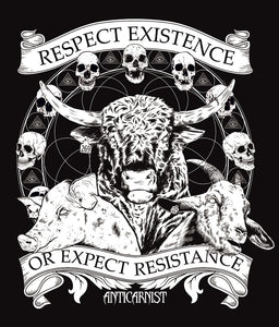 'Respect Existence or Expect Resistance' Vegan Zip-up Hoodie